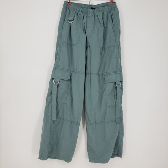 Wild Fable Wide Leg Cargo Pants S Womens Pull on Cotton Green - Picture 1 of 9